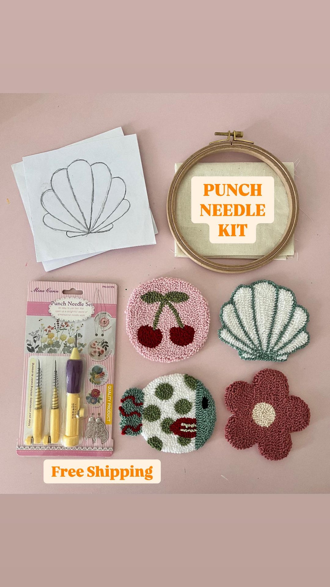Diy Punch Needle Coaster Kit, Punch Needle Kit Beginner, 4 Pcs Tufted ...