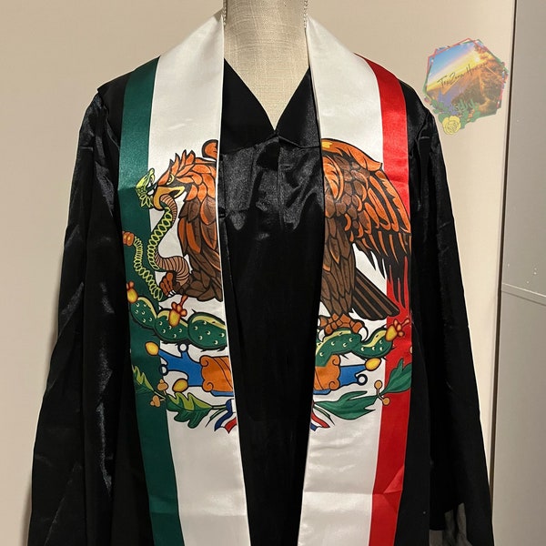 Graduation Stole, Mexico, Mexican Stole, Mexican Flag Graduation Stole Sash, Estola de Graduación, Estola Mexicana