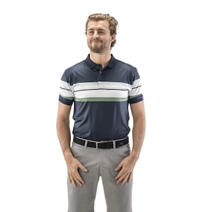 Stripe Golf Polo Shirt for Men Blue polo for the Golf lover classic stripe shirt for him