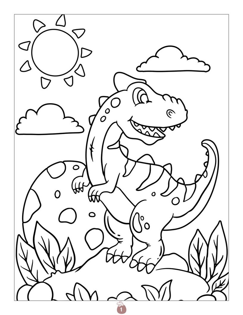 Printable 100 Cute Dinosaur Coloring Pages Instant Download Print at ...