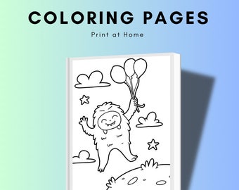 Printable 10 Super Cute Monster Coloring Pages - Instant Download - Print at HomeCraft supplies, relaxation, create, art, color