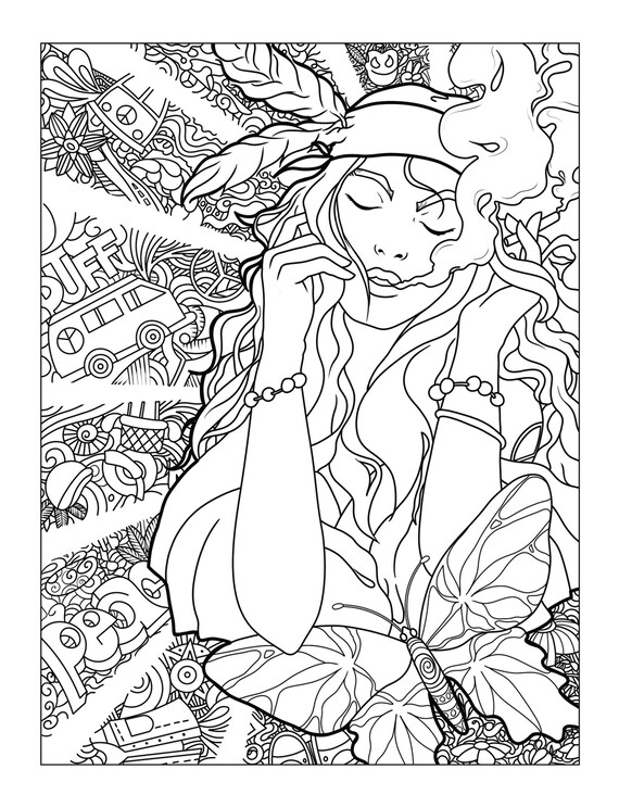 Trippy Stoner Printable Coloring Pages 14 Digital Downloads | Etsy