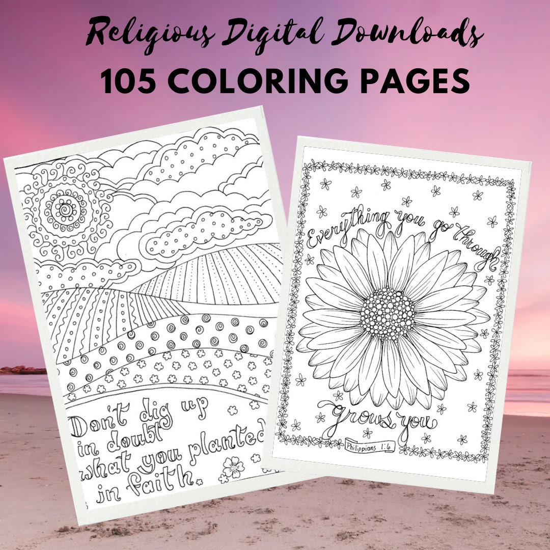 Printable 105 Religious Adult Coloring Pages - Digital Downloadcraft ...