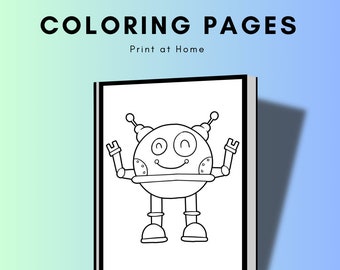 Printable 12 Cute Robot Coloring Pages - Instant Download - Print at HomeCraft supplies, relaxation, create, art, color