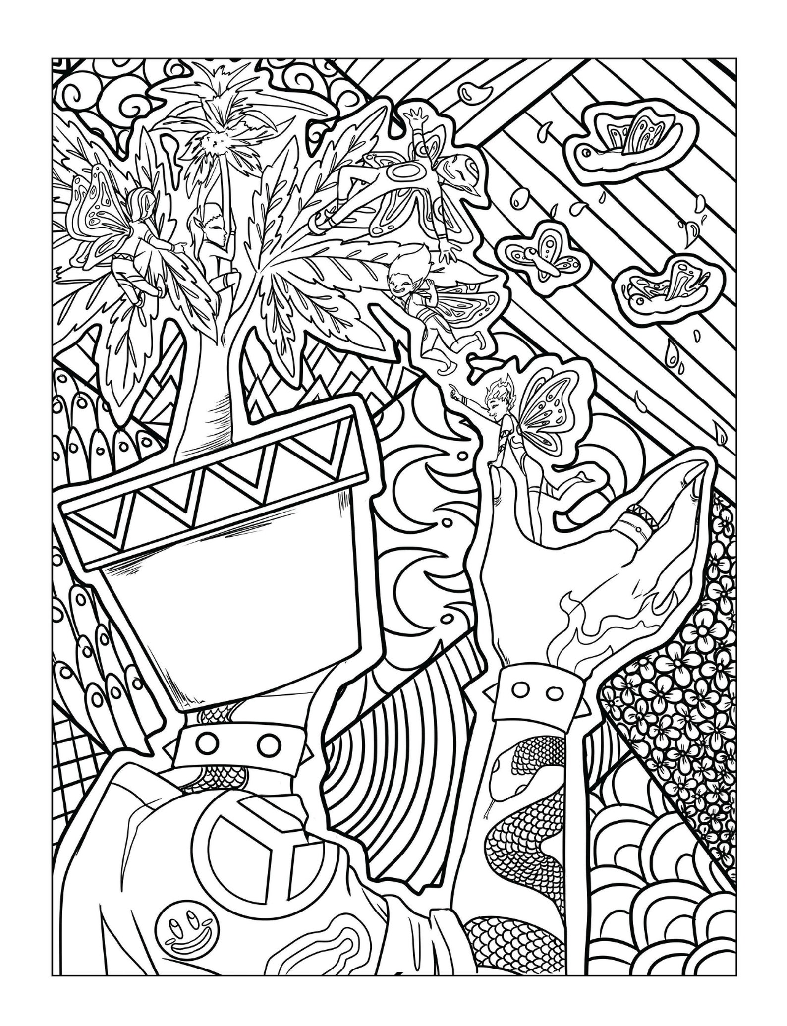 trippy stoner printable coloring pages 16 digital