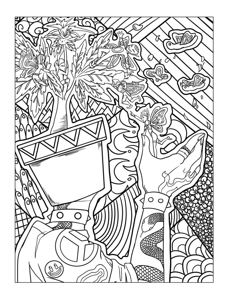 Trippy Stoner Printable Coloring Pages 16 Digital Downloads - Etsy