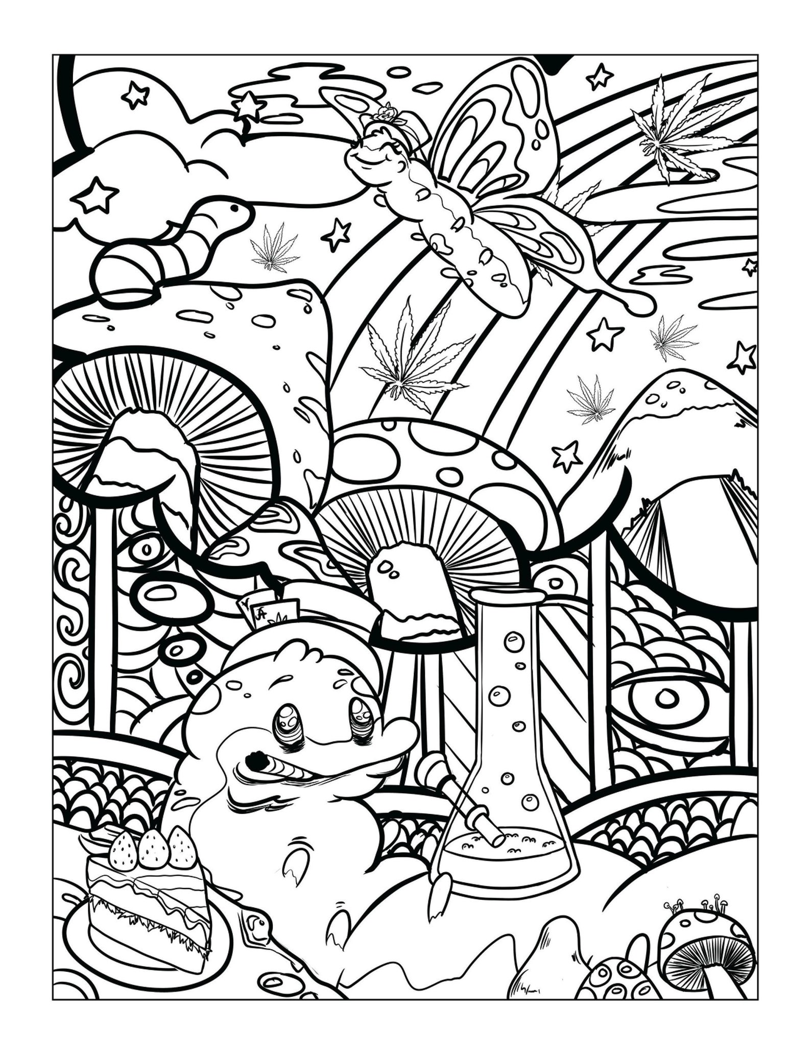 Trippy Stoner Printable Coloring Pages 16 Digital Downloads Etsy
