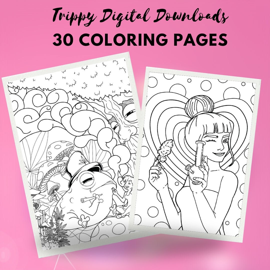 Printable 30 Trippy Coloring Pages - Instant Download - Relaxing and ...