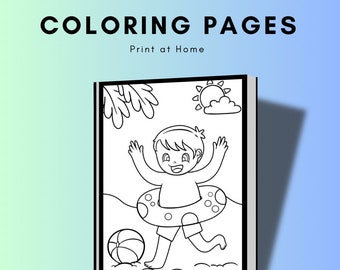 Printable 50 Beach Coloring Pages - Instant Download - Print at HomeCraft supplies, relaxation, create, art, color