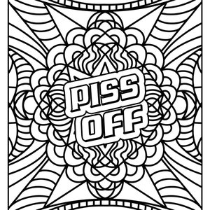 Printable 40 Adult Curse Word Mandala Coloring Pages Instant Download Print at HomeCraft supplies, relaxation, create, art, color image 7