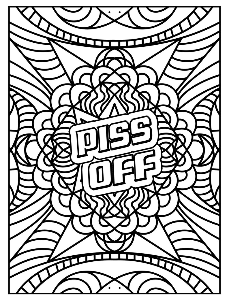 Printable 40 Adult Curse Word Mandala Coloring Pages Instant Download Print at HomeCraft supplies, relaxation, create, art, color image 7