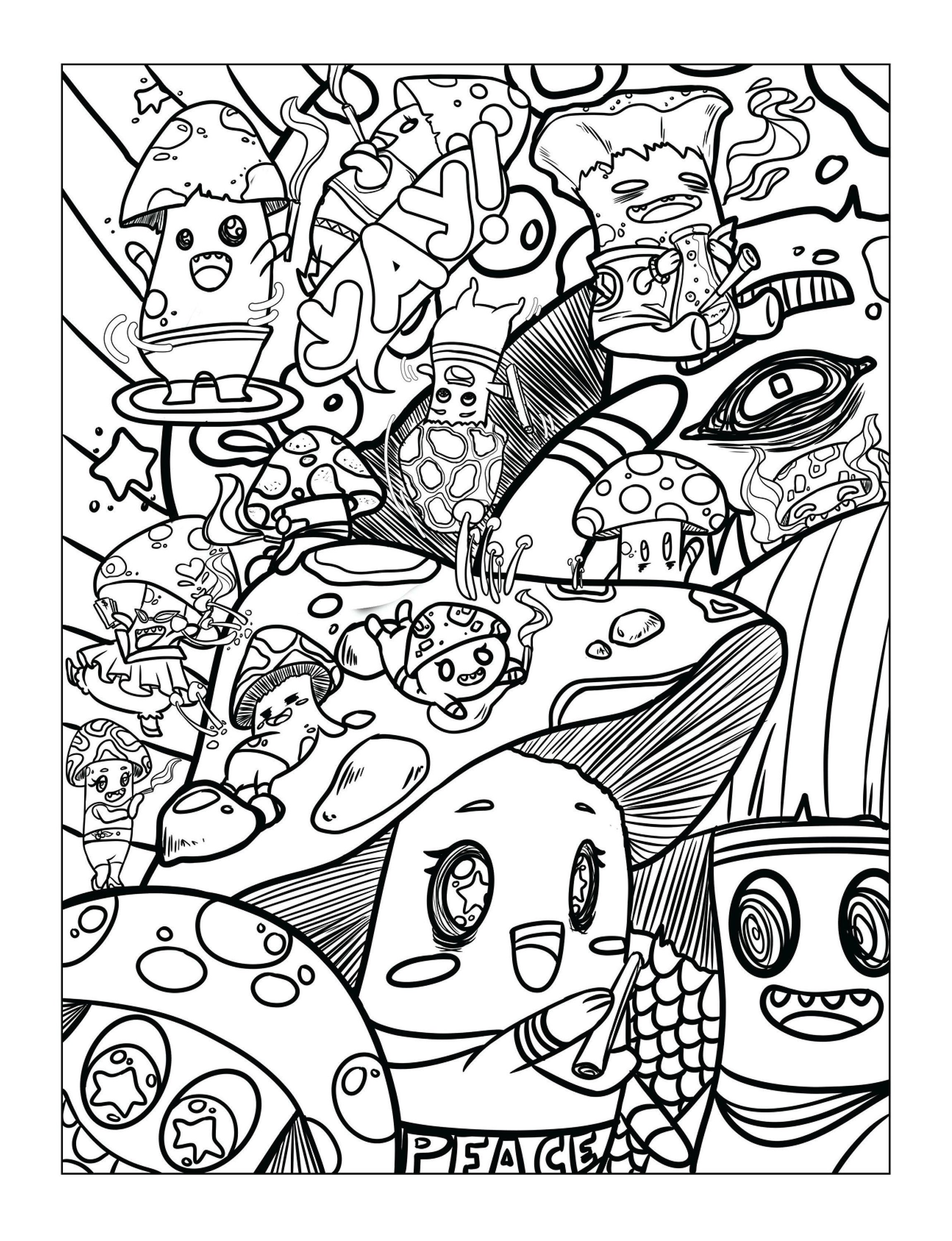 Printable 16 Trippy Stoner Coloring Pages Instant Download Perfect for ...