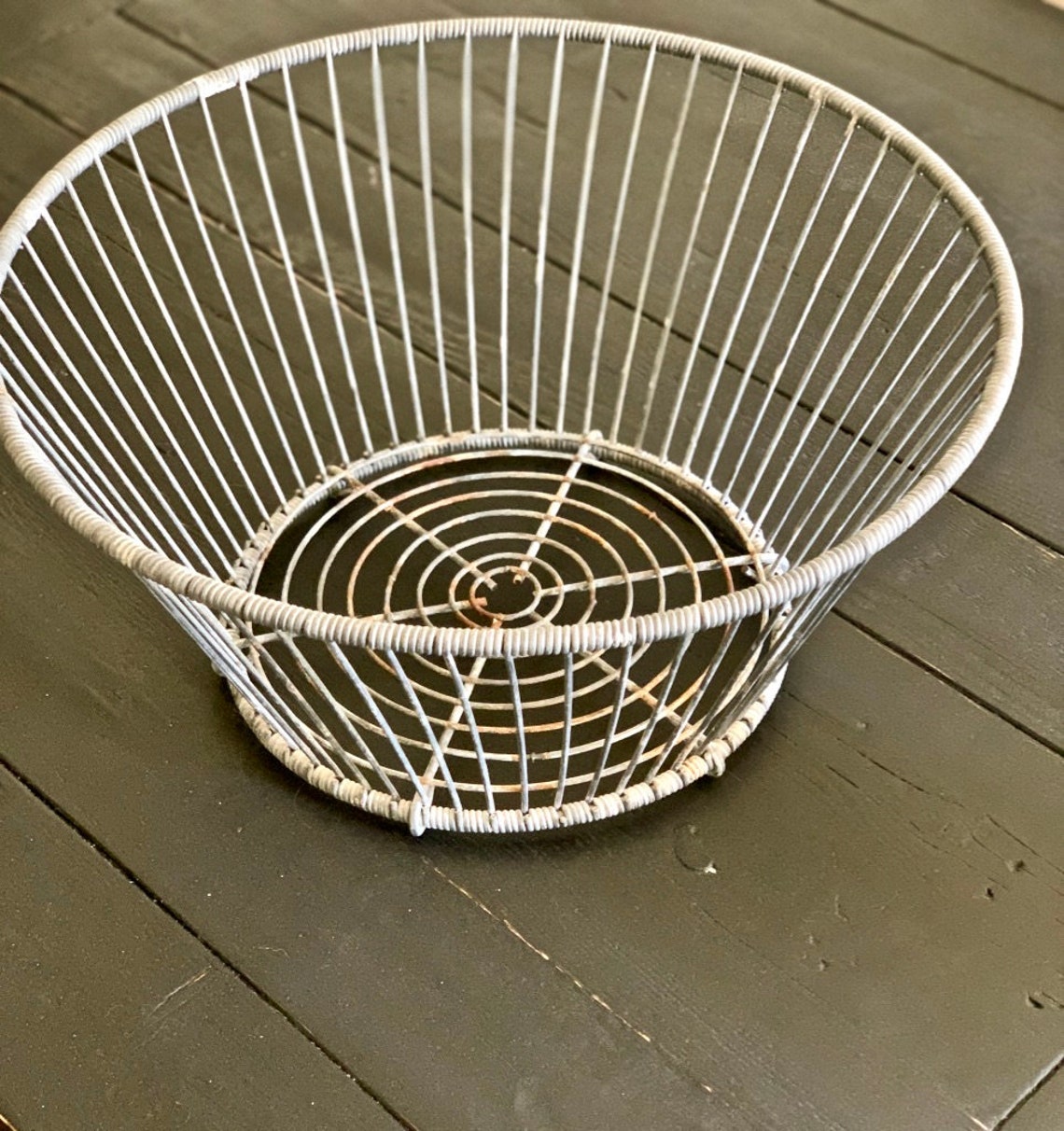 Vintage Galvanized Wire Basket Etsy