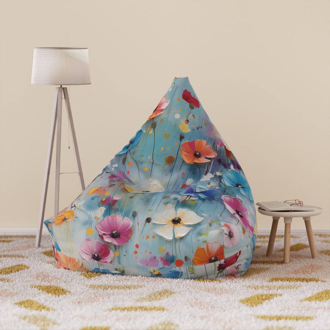 Bean Bag Chair Cover Vibrant Flower Bean Bag Cover Etsy