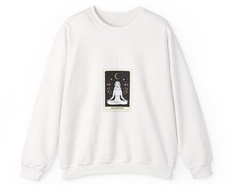 Meditation Tarot Card Crewneck, modern tarot celestial line art, zodiac minimalist