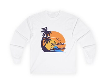 Sunshine Daydream palm trees sunset Long Sleeve Tee | beach retro surf vibes