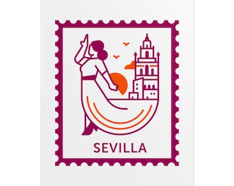 Sevilla Flamenco Stamp Poster | Rolled Posters