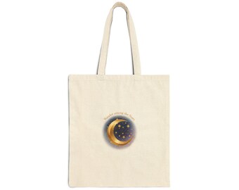 Crescent Moon Constellation Tote, Celestial Astrology Canvas Tote