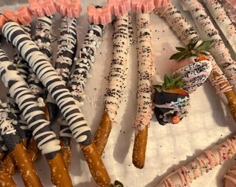 Palitos de pretzel cobertos com chocolate | Palitos de pretzel gourmet | Lembrancinhas para festas | Doces personalizados | Salgadinhos para presente | Sobremesa doce e salgada |
