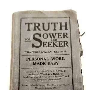 Verdad para el Sembrador y el Buscador - Trabajo Personal - Biblia Religiosa de 1907 Pequeña Biblioteca Personal Vintage Libro de bolsillo Antiguo Decoración Pequeña Regalos Temáticos