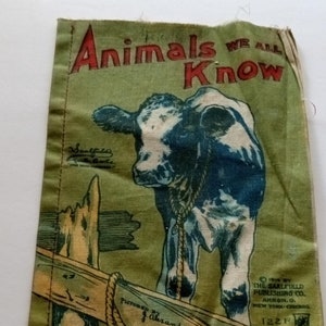 Animals We All Know by Saalfield Co No1 1914 Fabric Children Kid Book Library Vintage Antique Collectable Christmas Gift Stocking Stuffer