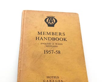 Handboek AA-leden 1957/58 Naslagwerk Road Trip-bibliotheek Vintage Naslagwerk Trip Tik Antiek Handboek Boek Decor Automobile Association
