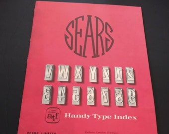 Sears Handy Type Index Catalogue Typography ATF Adcuts Logotypes Magazine Library Vintage Reference Book Christmas Gift Stocking Stuffer