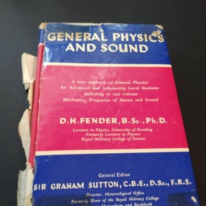 General Physics and Sound Book Library Vintage Antique prints Manual Mathematic Student Reference Book Decor Christmas Gift Stocking Stuffer