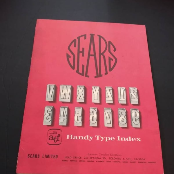 Sears Handy Type Index Catalogue Typography ATF Adcuts Logotypes Magazine Library Vintage Reference Book Christmas Gift Stocking Stuffer