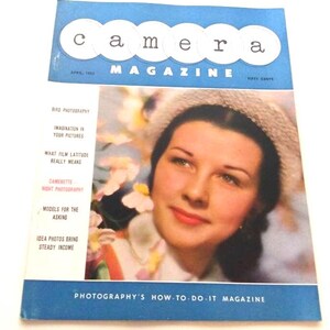 Revista Camera, abril de 1953, fotografía antigua, manual de instrucciones, libro de referencia, coleccionista de fotos, regalo de Navidad, calcetín navideño.