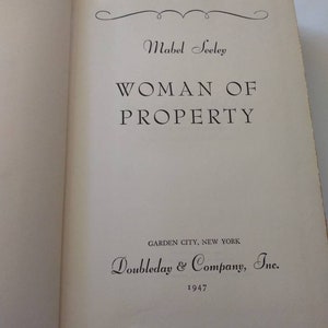 Woman of Proprety by Mabel Seeley Book Library Vintage Antique Book Decor Romance Novel Christmas Gift Stocking Stuffer