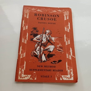 Robinson Crusoe Supplemental Reader by Daniel Defoe Book Library Vintage Antique Decor Collectable Classic Christmas Gift Stocking Stuffer