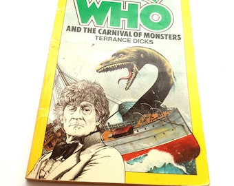 Doctor Who and the Carnival of Monsters Whovian Science Fiction Fantasy Novel Library Vintage Antique Fiction Novel paperback Scify space