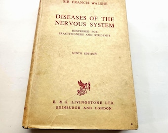 Disease of the Nervous System 1958 Medical Book Library Vintage Antique Manual Reference Book Decor Christmas Gift Stocking Stuffer