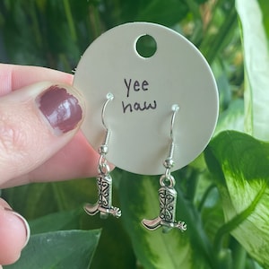 Silver-Plated Cowboy Boots Drop Earrings