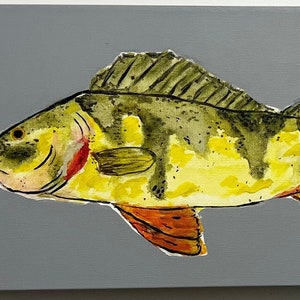 Original Kunstwerk: Perch Fish -- Acrylbild/Leinwand-- Fisch Malerei