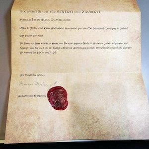 May include: A Hogwarts School of Witchcraft and Wizardry acceptance letter with a red wax seal. The letter is addressed to "Mr. Potter" and signed by "Minerva McGonagall, Deputy Headmistress".