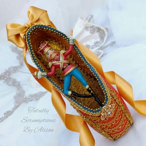 Nutcracker Decorated Pointe Shoe, Nutcracker Ballet Gift, Christmas Ballet Decoration, Dance Gift, Ballet Gift.