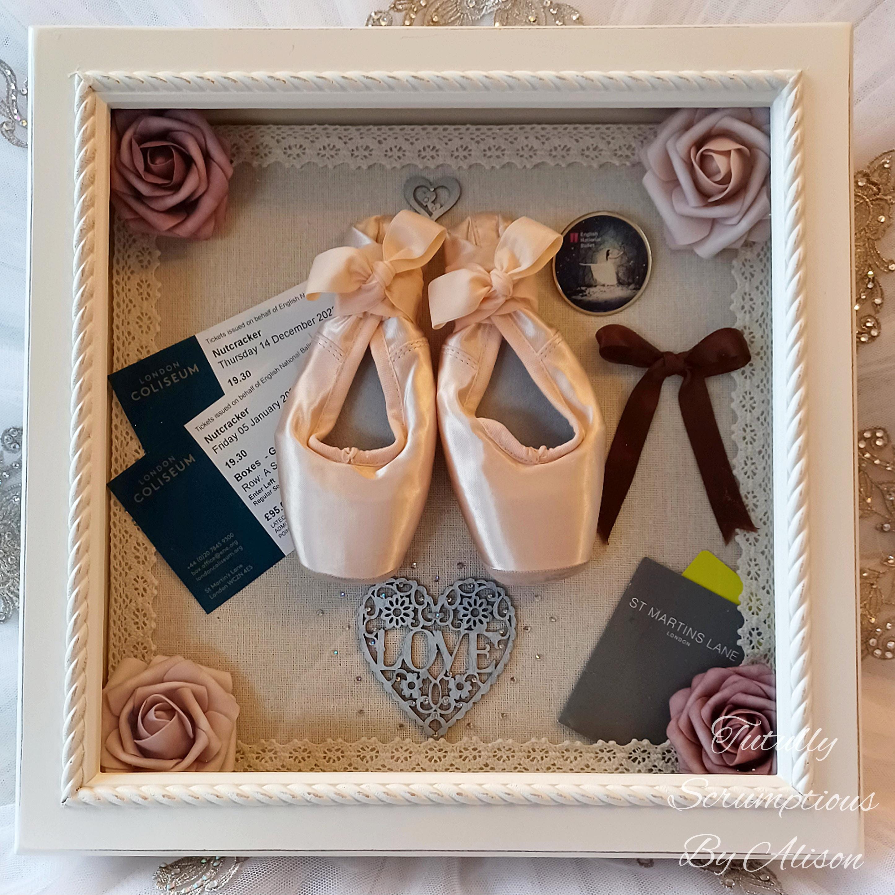 First Pointe Shoes Keepsake Shadow Box Frame, Personalised Ballet