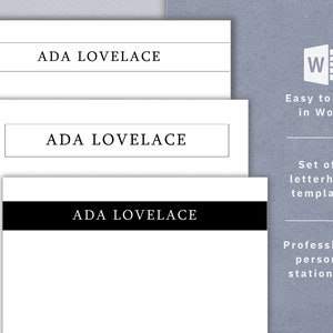 Professional letterhead template for word, easy to edit, 3 designs, personal letterhead templates