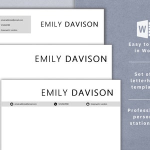 Plantilla de membrete personal, fácil de editar en Word, diseño de membrete moderno y sencillo
