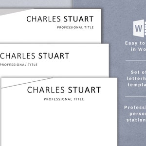 Professional letterhead template for word, easy to edit, 3 designs, personal letterhead templates