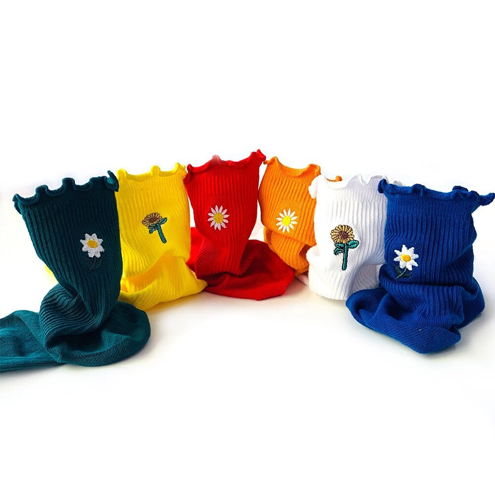 Funny Socks 6 Pair Boxdaisy Socks ,ruffle Socks, Cool Socks, Rainbow Cool Socks for Women
