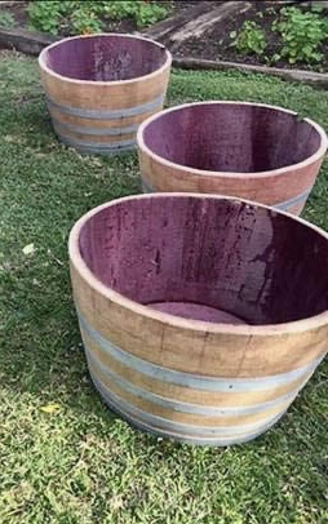 1/2 Oak Wine Barrel Planter Whiskey and wine barrel planters Etsy
