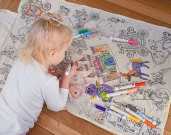 Gran tela para colorear reutilizable de cuento de hadas para niños, lavable para niños 100% algodón Kids Art & Craft