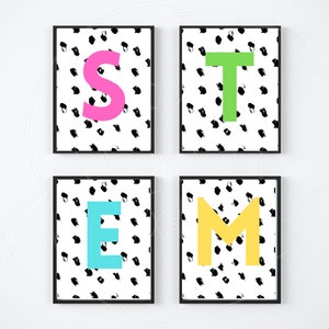 Set of 4, STEM Wall Art, Classroom Decor