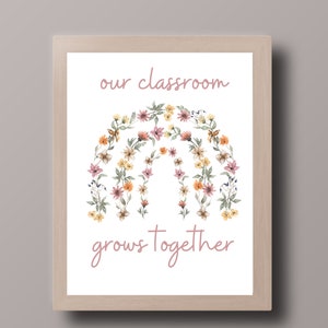 Floral Grow Together Print, 8x10, Classroom Decor