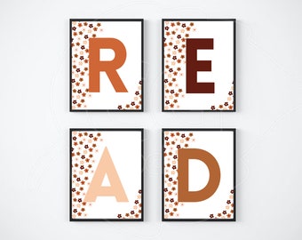 Set of 4, READ Wall Art, Classroom Decor, Playroom Decor