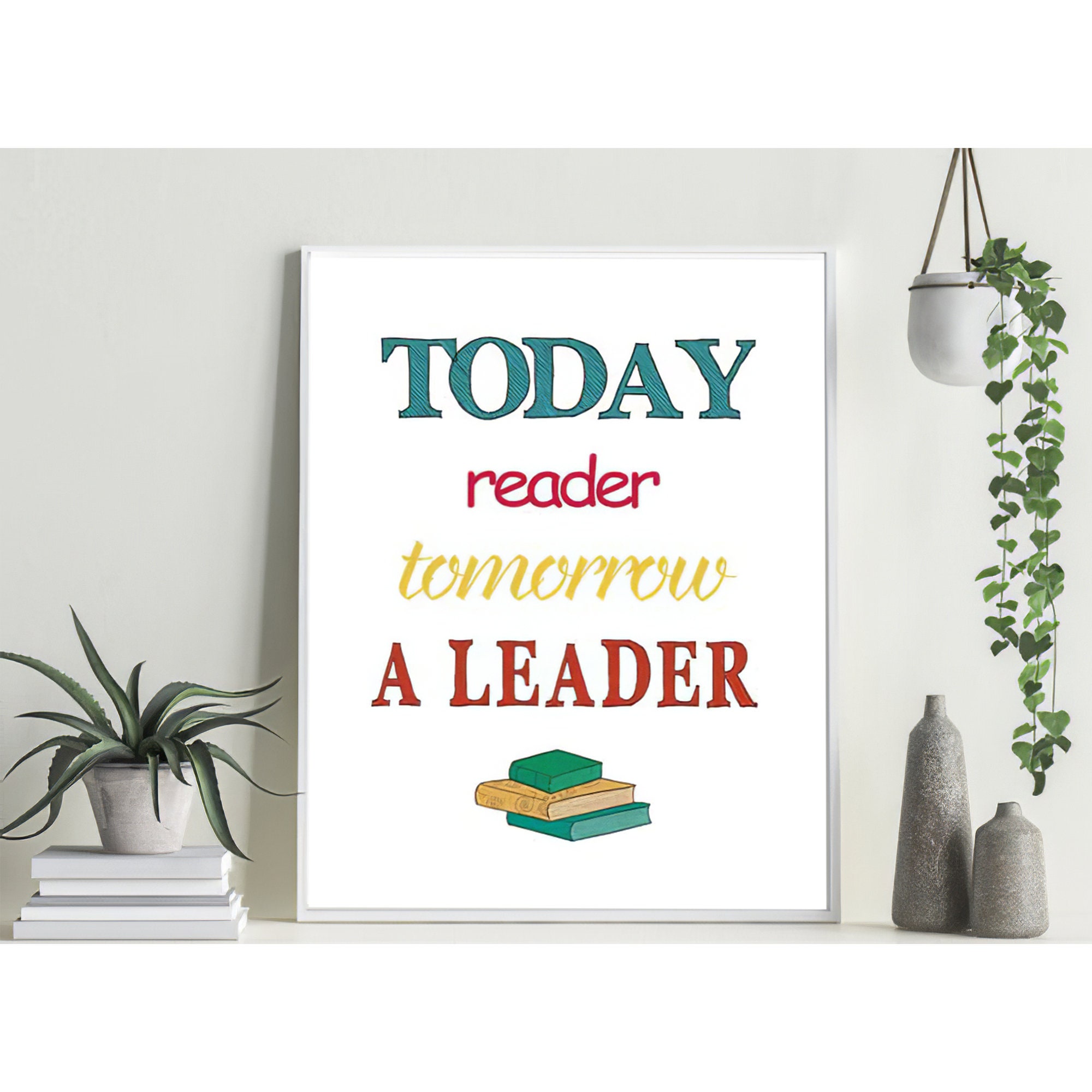 Colorful Reading Inspirational Poster Book Typography Poster Etsy