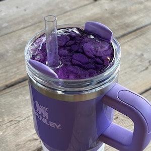 Stanley Dahlia Shimmer Lid Topper | Custom Petri Resin Stanley Lid | Purple Stanley Accessory | Resin Custom Stanley Lid | 20oz /30oz / 40oz